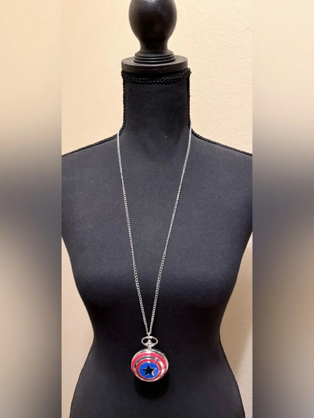 Captain America by Marvel Comics Pocket Watch on a Silver Chain